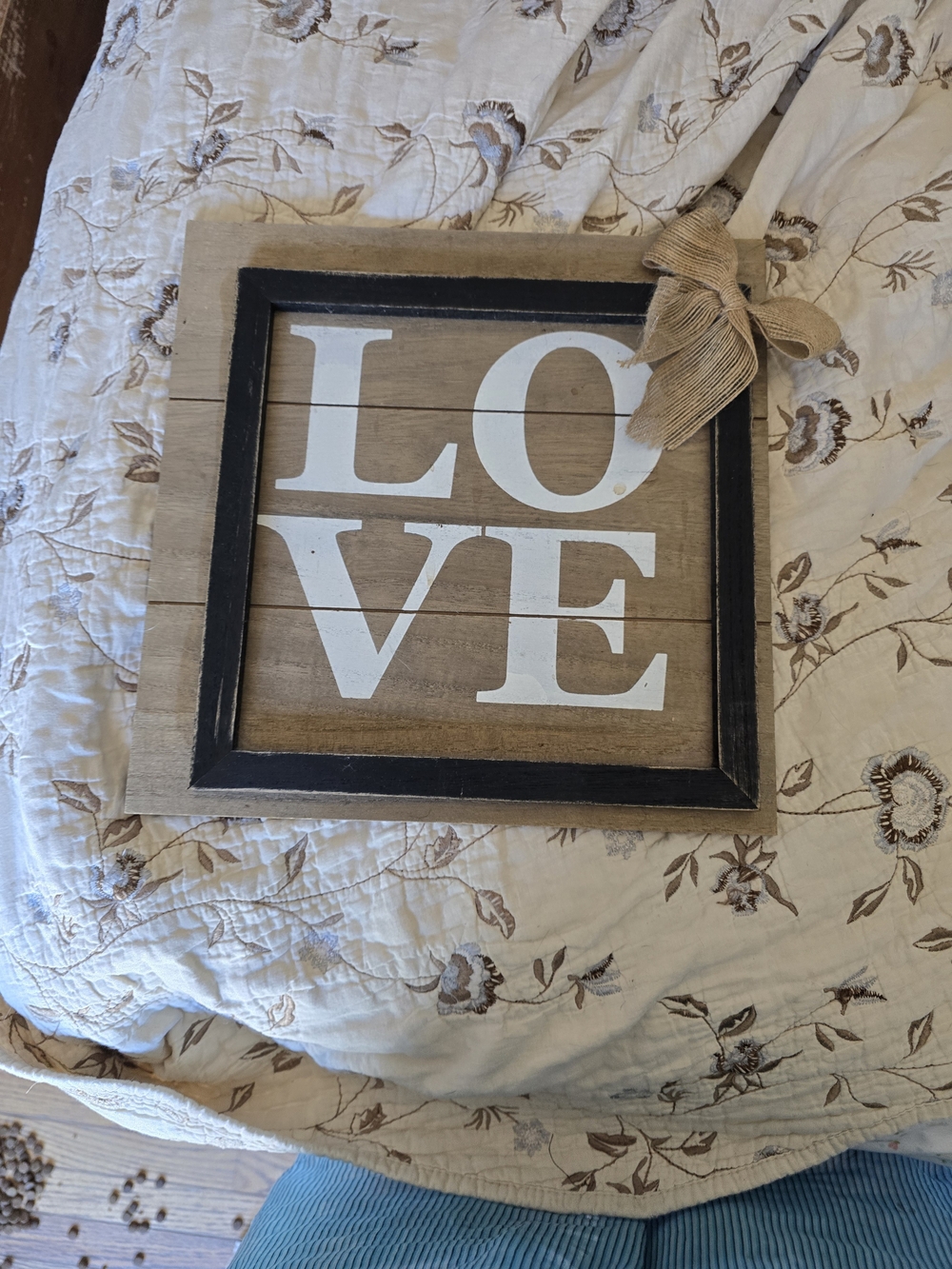 Rustic LOVE Framed Wall Sign in Natural Wood and Black
